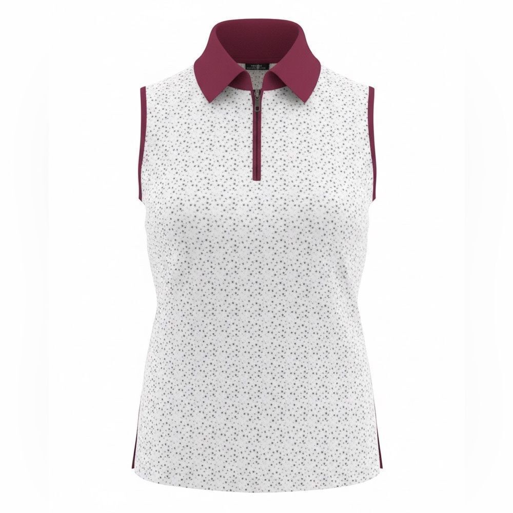 BELYN KEY WOMENS GOLF SHIRT SIZE S WHITE RED DESIGN